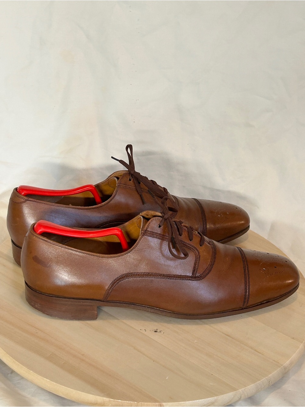 Wilkes Bashford Men’s Brown Leather Cap Toe Oxford Shoes US 10.5 - Picture 2 of 6